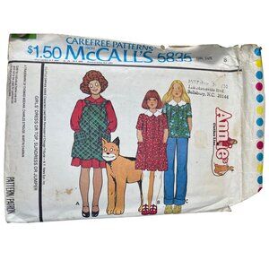 70s McCalls 5835 Sewing Pattern Size 8 Girls Dress Or Top Sundress Or Jumper CUT